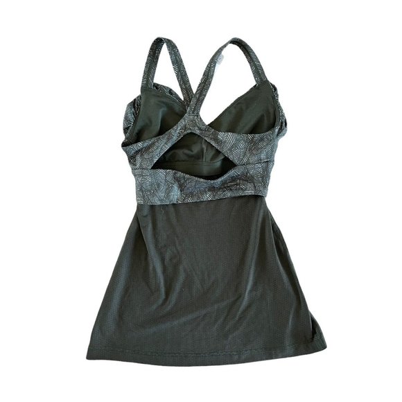 Lululemon‎ Wrap it Up Tank Top Sports Bra Jazzy White Gator  Green Size 4 - Picture 9 of 12